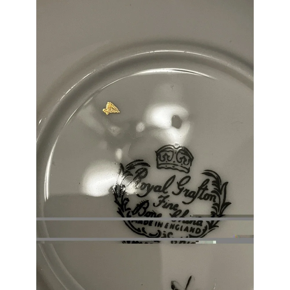 Vtg Royal Grafton Bone China Butter Trinket Dish England Cries London Cherries
